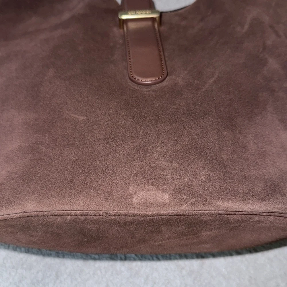 SIMKHAI Khai Suede Hobo Shoulder Bag in Cacao - Picture 9 of 17